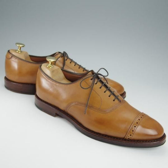 美品★(米)アレンエドモンズ 8D【貴重★ブルックスブラザーズ別注/BROOKS BROTHERS】パンチドキャップトゥ/薄茶/ALLEN EDMONDS★h511