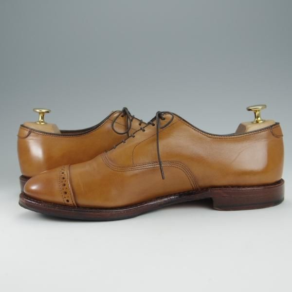 美品★(米)アレンエドモンズ 8D【貴重★ブルックスブラザーズ別注/BROOKS BROTHERS】パンチドキャップトゥ/薄茶/ALLEN EDMONDS★h511