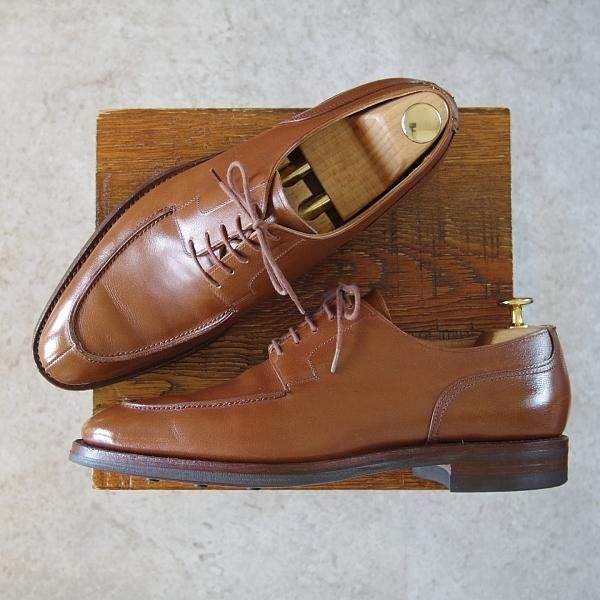 極上★クロケット&ジョーンズ 7.5E【ダイナイトソール仕様★NEWPORT/341ラスト】ニューポート/Uチップ/茶/メンズ/Crockett&Jones★h516