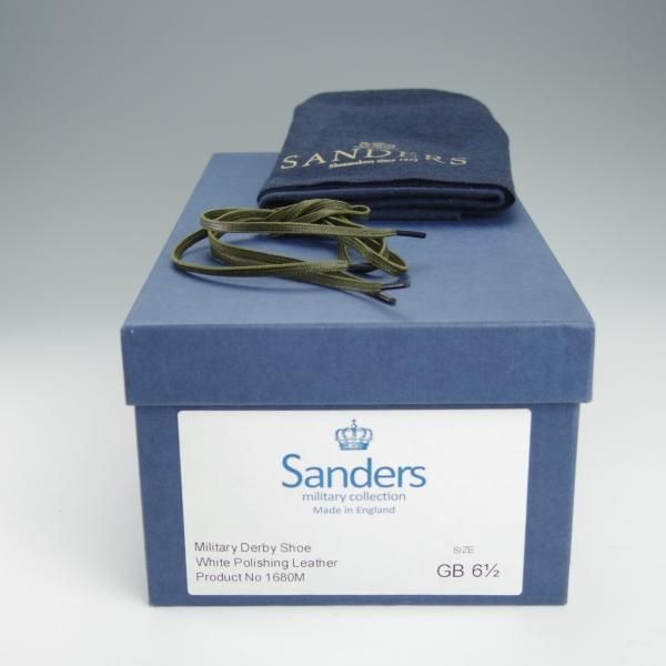 極美品★(英)SANDERS/サンダース SIZE 6.5【定価￥53,900-★Military Derby Shoe/コマンドソール】1680M/ストレートチップ/白★h519