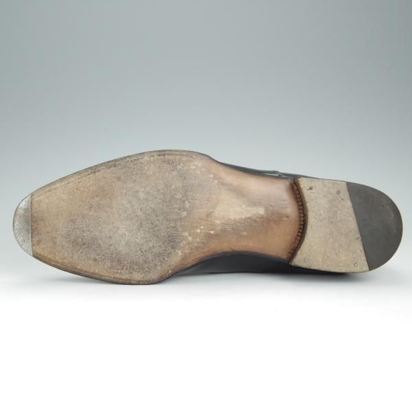 極上★(伊)エンツォ・ボナフェ UK7程度【ハンドソーンウェルテッド製法★パンチドキャップトゥ】カーフ/黒/メンズ/Enzo Bonafe★h520