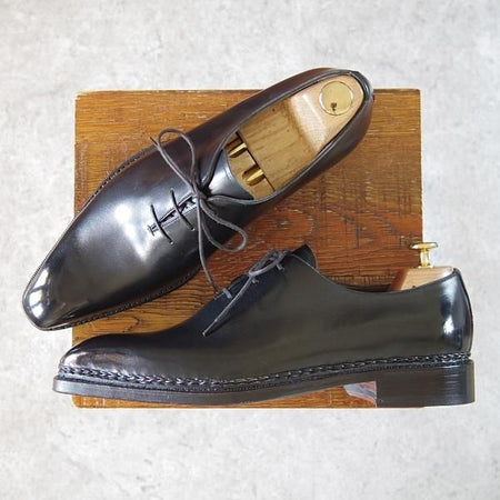 未使用★(スペイン製)MEERMIN/メルミン SIZE 7.5【ノルベジェーゼ製法★ホールカット/黒/20037】カーフ/メンズ★h523