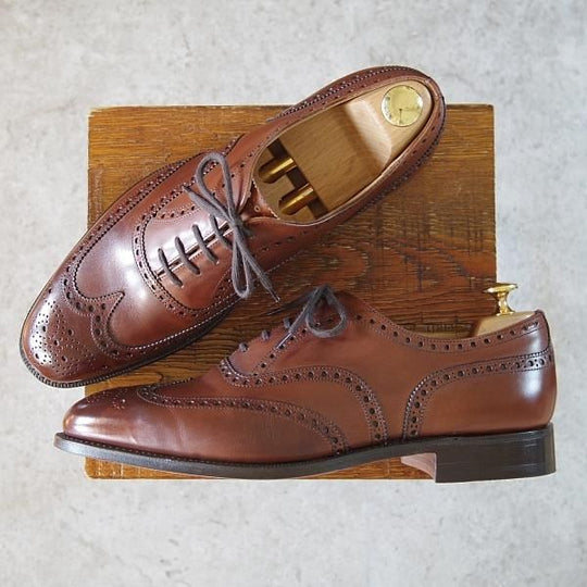 未使用★チャーチ 85G/UK8.5【定価￥136,400-★チェットウィンド/CHETWYND】173ラスト/フルブローグ/カーフ/WALNUT/茶/Church's★h525