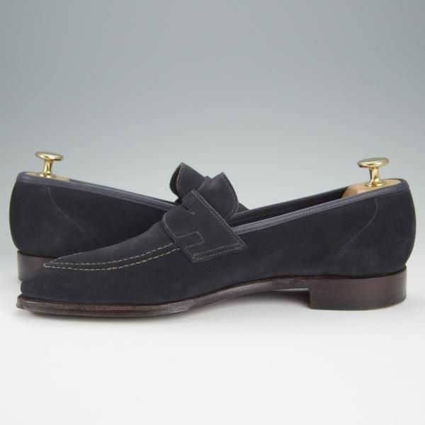 極美品★クロケット&ジョーンズ 6E【★コインローファー/TEIGN/341ラスト】スエード/紺/メンズ/Crockett&Jones★h526