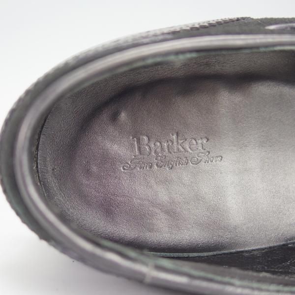 極上★(英)BARKER/バーカー 8.5D【ダイナイトソール仕様★タッセルローファー/スエード×カーフ】黒/メンズ★h529