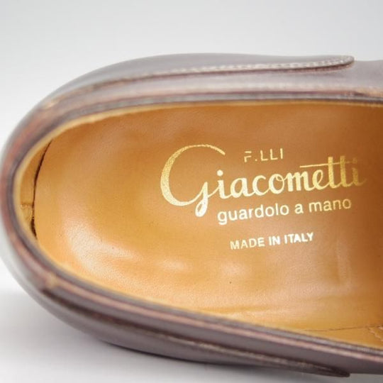 極美品★(伊)F.LLIジャコメッティ SIZE 39【★ハンドソーンウェルテッド製法/FG318】Uチップ/カーフ/濃茶×薄茶/Giacometti★h532
