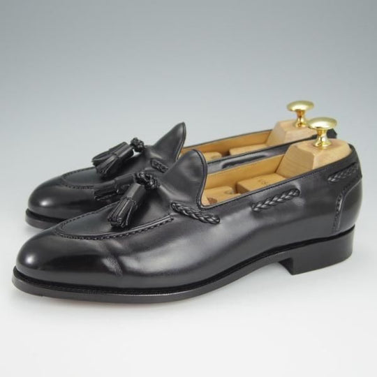 極美品★エドワードグリーン 5.5E【定価￥179,300-★BELGRAVIA/184ラスト】タッセルローファー/カーフ/黒/メンズ/EDWARD GREEN★h549
