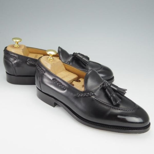 極美品★エドワードグリーン 5.5E【定価￥179,300-★BELGRAVIA/184ラスト】タッセルローファー/カーフ/黒/メンズ/EDWARD GREEN★h549
