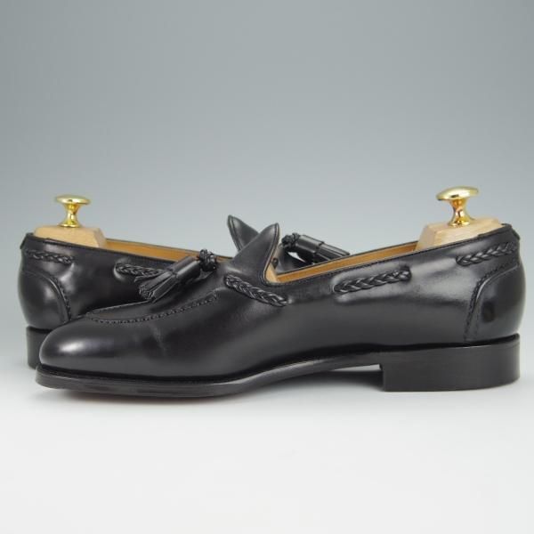 極美品★エドワードグリーン 5.5E【定価￥179,300-★BELGRAVIA/184ラスト】タッセルローファー/カーフ/黒/メンズ/EDWARD GREEN★h549