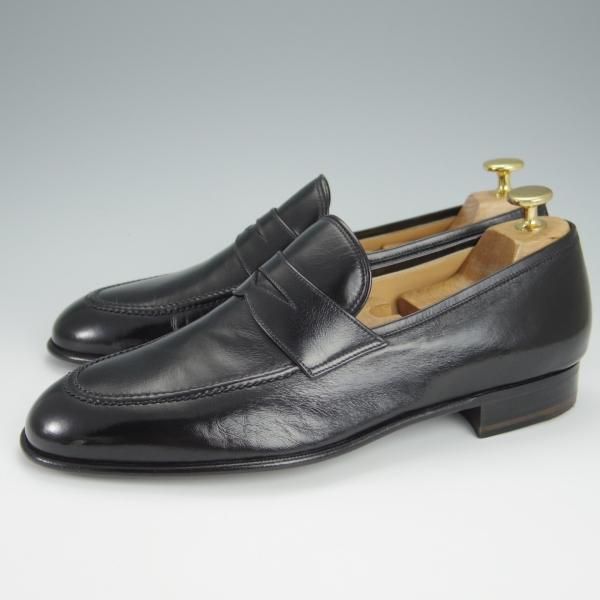 未使用★(伊)タニノクリスチー SIZE 7.5【デッドストック品★カンガルー革/SPAGNOLO/コインローファー】黒/メンズ/TANINO CRISCI★h551