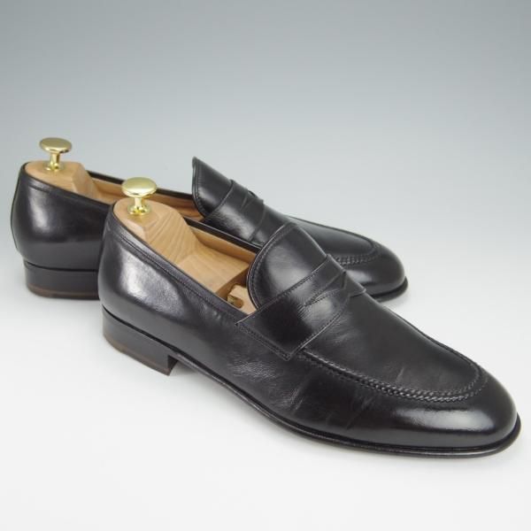 未使用★(伊)タニノクリスチー SIZE 7.5【デッドストック品★カンガルー革/SPAGNOLO/コインローファー】黒/メンズ/TANINO CRISCI★h551