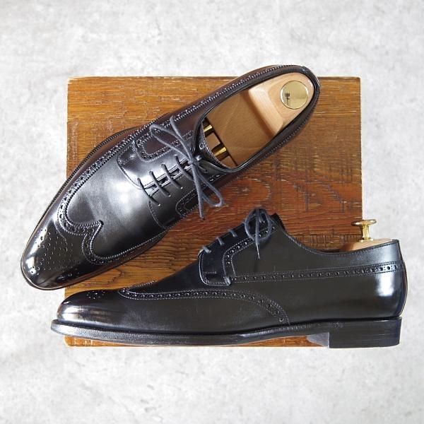 美品★クロケット&ジョーンズ 7.5E【ハンドグレードライン★FOXTON/フルブローグ】カーフ/黒/メンズ/Crockett&Jones★h580