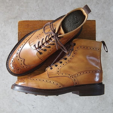 美品★トリッカーズ SIZE 7.5【現行定価￥96,800-★ダイナイトソール/MALTON/モールトン】1001/Burnished/カーフ/薄茶/Tricker's★h592