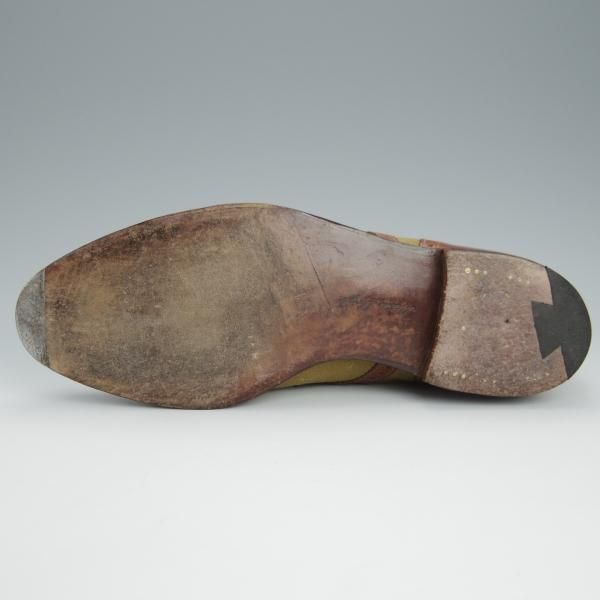 ★クロケット&ジョーンズ 8E【マスターロイド★THAME/ハンドグレード】コンビ/カーフ×キャンバス/茶×薄緑/メンズ/Crockett&Jones★h596