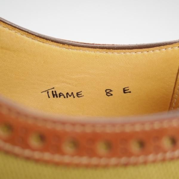 ★クロケット&ジョーンズ 8E【マスターロイド★THAME/ハンドグレード】コンビ/カーフ×キャンバス/茶×薄緑/メンズ/Crockett&Jones★h596