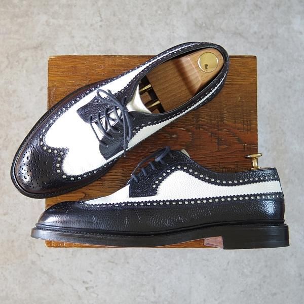 極美品★クロケット&ジョーンズ 8E【モデル定価￥92,880-★CHEVIOT/335ラスト】ロングウイング/白×濃紺/Crockett&Jones★h605