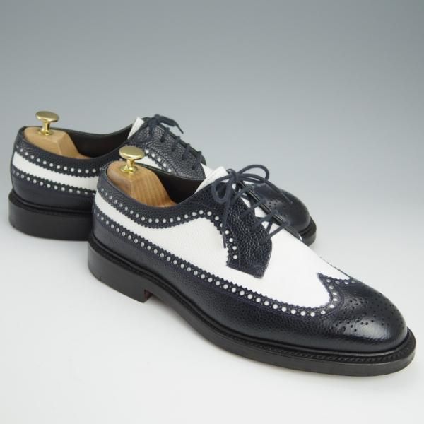 極美品★クロケット&ジョーンズ 8E【モデル定価￥92,880-★CHEVIOT/335ラスト】ロングウイング/白×濃紺/Crockett&Jones★h605