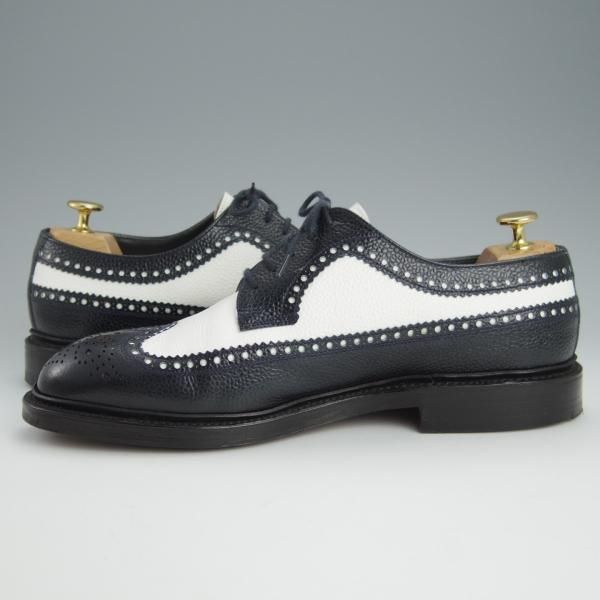 極美品★クロケット&ジョーンズ 8E【モデル定価￥92,880-★CHEVIOT/335ラスト】ロングウイング/白×濃紺/Crockett&Jones★h605