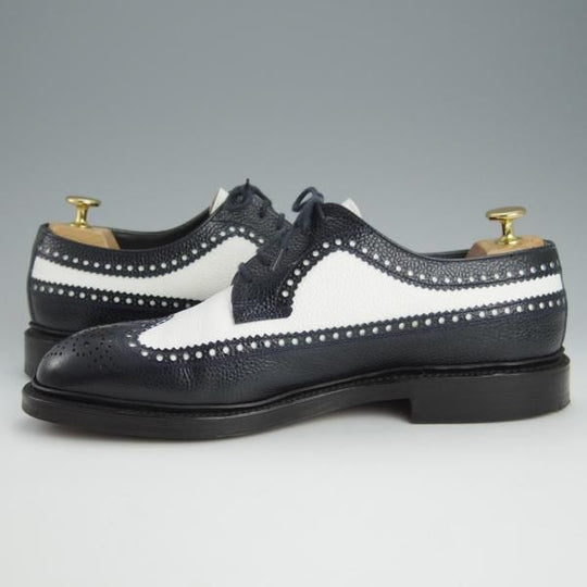 極美品★クロケット&ジョーンズ 8E【モデル定価￥92,880-★CHEVIOT/335ラスト】ロングウイング/白×濃紺/Crockett&Jones★h605