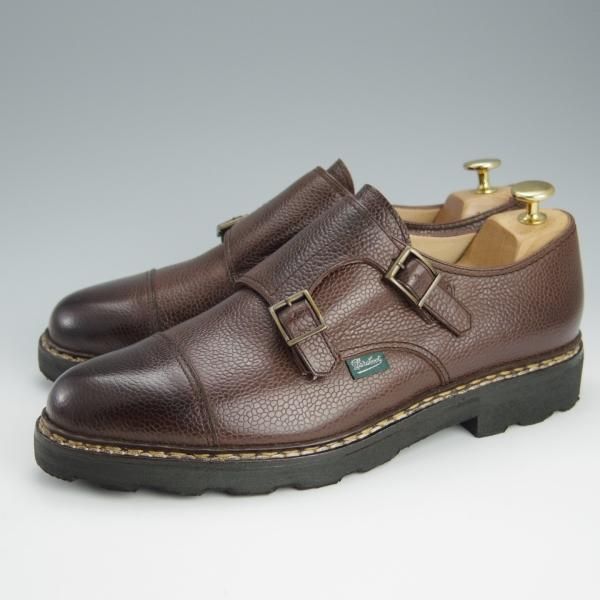 極美品★パラブーツ SIZE 8【定価￥74,800-★ウィリアム/WILLIAM】ユナイテッドアローズ別注/シボ革/ダブルモンク/濃茶/Paraboot★h618