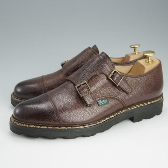 極美品★パラブーツ SIZE 8【定価￥74,800-★ウィリアム/WILLIAM】ユナイテッドアローズ別注/シボ革/ダブルモンク/濃茶/Paraboot★h618