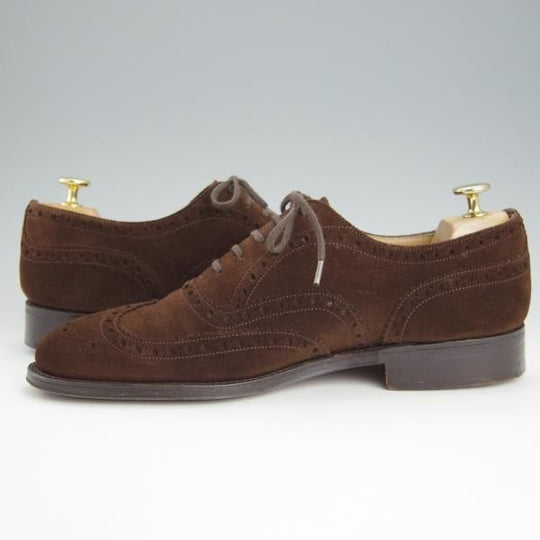 極上★チャーチ 75F/UK7.5【貴重★100ラスト/バーウッド似寄りモデル】フルブローグ/スエード/濃茶/メンズ/Church's★h619