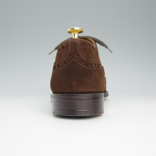 極上★チャーチ 75F/UK7.5【貴重★100ラスト/バーウッド似寄りモデル】フルブローグ/スエード/濃茶/メンズ/Church's★h619