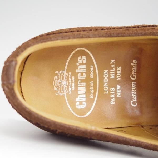 極上★チャーチ 75F/UK7.5【貴重★100ラスト/バーウッド似寄りモデル】フルブローグ/スエード/濃茶/メンズ/Church's★h619