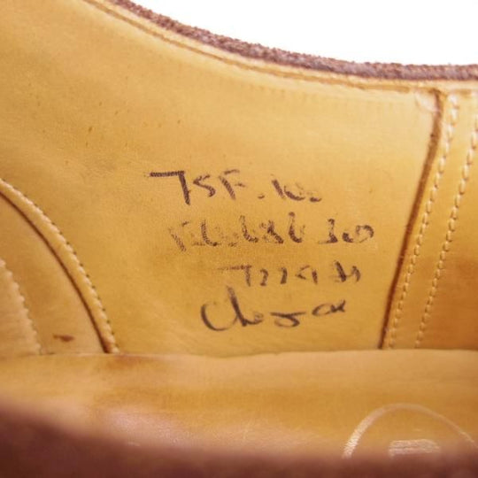 極上★チャーチ 75F/UK7.5【貴重★100ラスト/バーウッド似寄りモデル】フルブローグ/スエード/濃茶/メンズ/Church's★h619