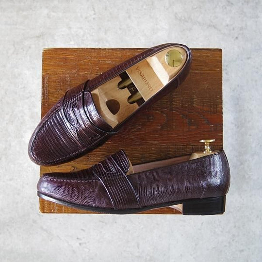 極上★リーガル SIZE 24.5【貴重★リザード革/INTERNATIONAL COLLECTION】コインローファー/690CB/フルストラップ/濃茶/REGAL★h622