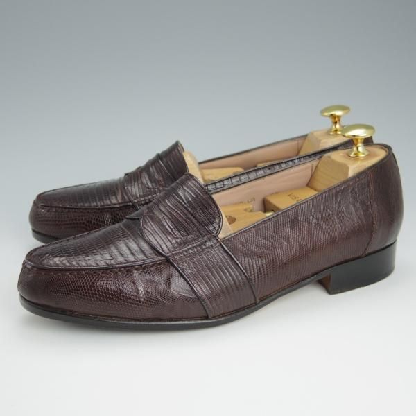 極上★リーガル SIZE 24.5【貴重★リザード革/INTERNATIONAL COLLECTION】コインローファー/690CB/フルストラップ/濃茶/REGAL★h622