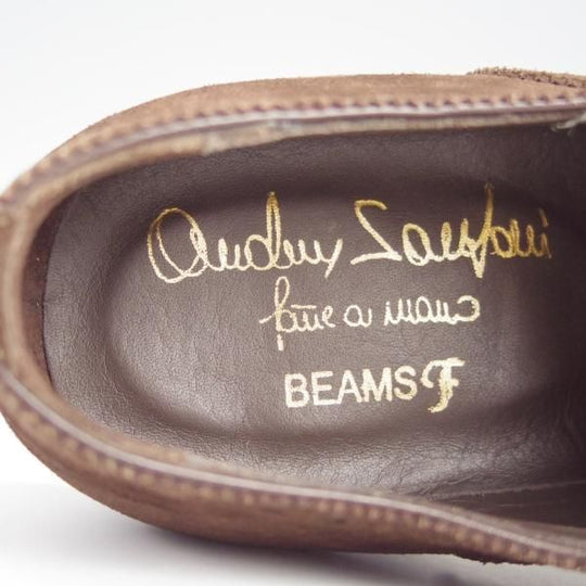 未使用★(伊)サントーニ SIZE 5.5【上級★グッドイヤーウェルテッド製法/BEAMS F別注】8532/スエード/濃茶/メンズ/BEAMS/Santoni★h624