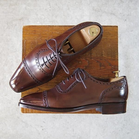 極美品★（英）ガジアーノ&ガーリング 6.5E【定価￥220,000-★ST.JAMES 2/TG73ラスト】クォーターブローグ/茶/GAZIANO&GIRLING★h626
