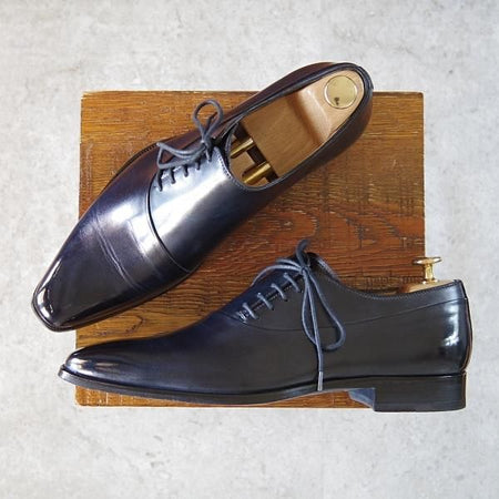 極美品★(伊)フランチェスコ・ベニーニョ SIZE 7【定価￥61,600-★サイドレース/レベルソ仕立て】G2899/濃紺/Francesco Benigno★h627