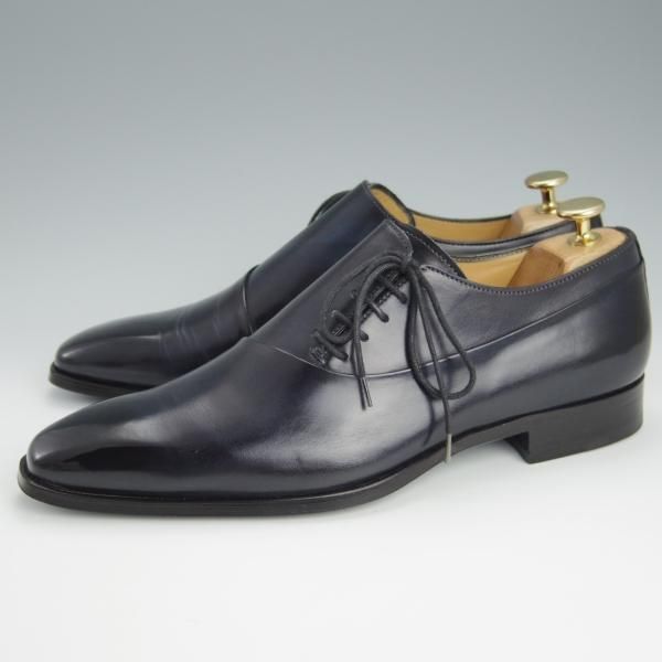 極美品★(伊)フランチェスコ・ベニーニョ SIZE 7【定価￥61,600-★サイドレース/レベルソ仕立て】G2899/濃紺/Francesco Benigno★h627