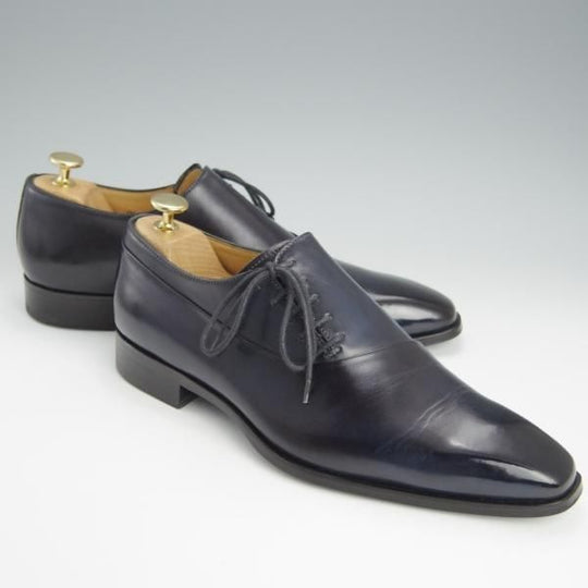 極美品★(伊)フランチェスコ・ベニーニョ SIZE 7【定価￥61,600-★サイドレース/レベルソ仕立て】G2899/濃紺/Francesco Benigno★h627