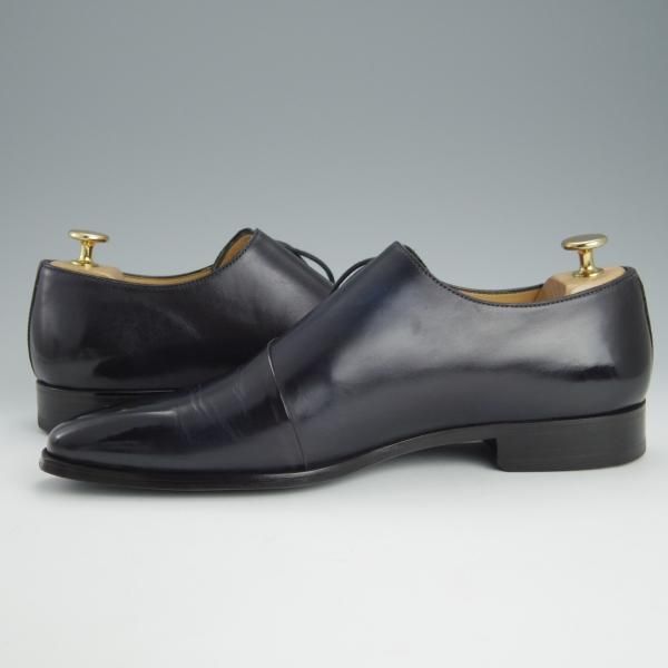 極美品★(伊)フランチェスコ・ベニーニョ SIZE 7【定価￥61,600-★サイドレース/レベルソ仕立て】G2899/濃紺/Francesco Benigno★h627