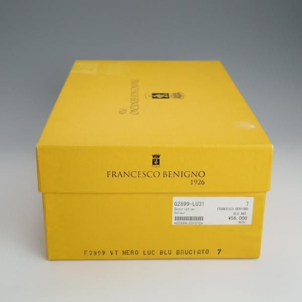 極美品★(伊)フランチェスコ・ベニーニョ SIZE 7【定価￥61,600-★サイドレース/レベルソ仕立て】G2899/濃紺/Francesco Benigno★h627