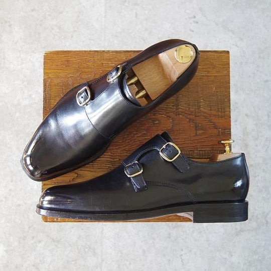 極美品★(伊)タニノクリスチー SIZE 6【定価￥21,6000-★ダブルモンク/671】カーフ/黒/メンズ/TANINO CRISCI★h634