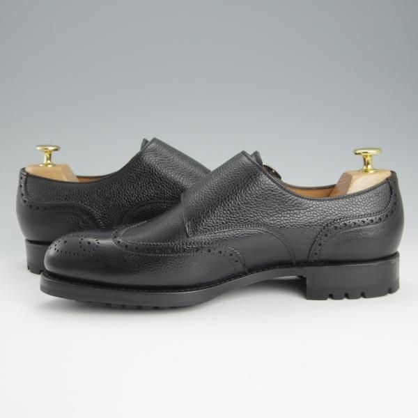 未使用★(スペイン製)YANKO/ヤンコ SIZE 7.5【定価￥58,300-★ダブルモンク/14887】グレインレザー/黒/メンズ★h645