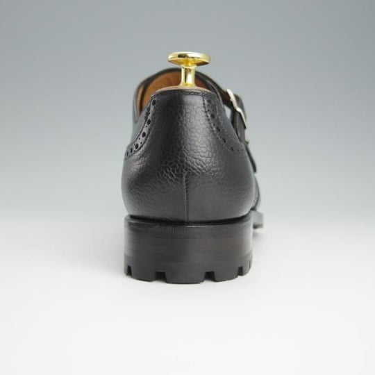 未使用★(スペイン製)YANKO/ヤンコ SIZE 7.5【定価￥58,300-★ダブルモンク/14887】グレインレザー/黒/メンズ★h645