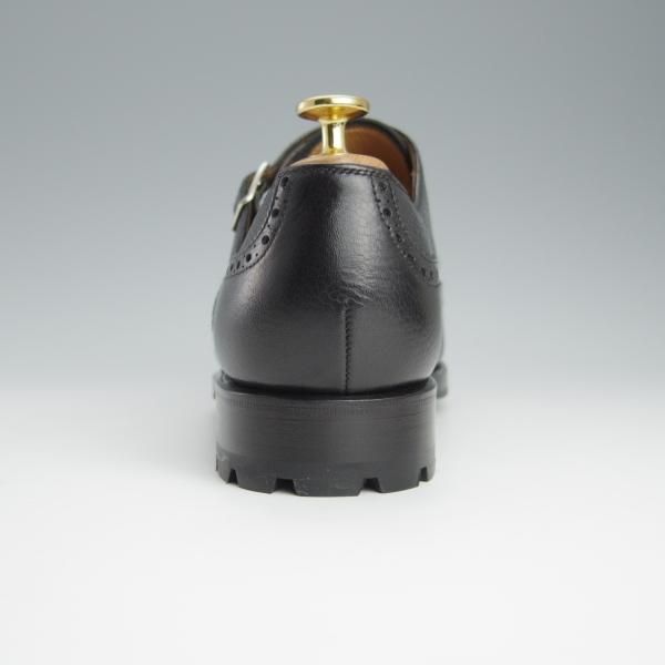 未使用★(スペイン製)YANKO/ヤンコ SIZE 7.5【定価￥58,300-★ダブルモンク/14887】グレインレザー/黒/メンズ★h645