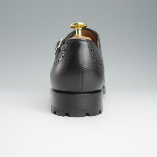 未使用★(スペイン製)YANKO/ヤンコ SIZE 7.5【定価￥58,300-★ダブルモンク/14887】グレインレザー/黒/メンズ★h645