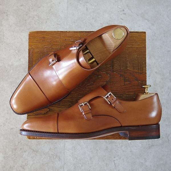 未使用★(スペイン製)YANKO/ヤンコ SIZE 7.5【定価￥46,200-★ダブルモンク/14453】カーフ/茶/メンズ★h646