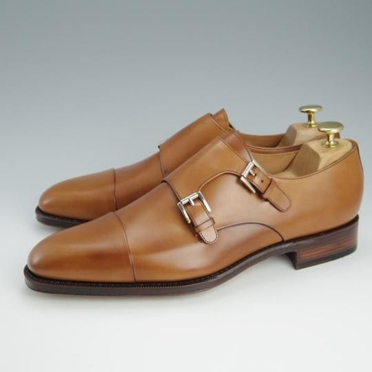 未使用★(スペイン製)YANKO/ヤンコ SIZE 7.5【定価￥46,200-★ダブルモンク/14453】カーフ/茶/メンズ★h646