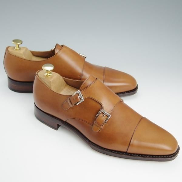 未使用★(スペイン製)YANKO/ヤンコ SIZE 7.5【定価￥46,200-★ダブルモンク/14453】カーフ/茶/メンズ★h646