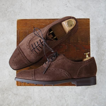 新品★(英)BARKER/バーカー 6F【定価￥49,500-★ダイナイトソール仕様/4303FW11】セミブローグ/スエード/濃茶/メンズ★h655