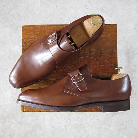 未使用★(英)BARKER/バーカー 8.5F【定価￥49,500-★ダイナイトソール仕様/4304FW11】モンクストラップ/カーフ/茶/メンズ★h656