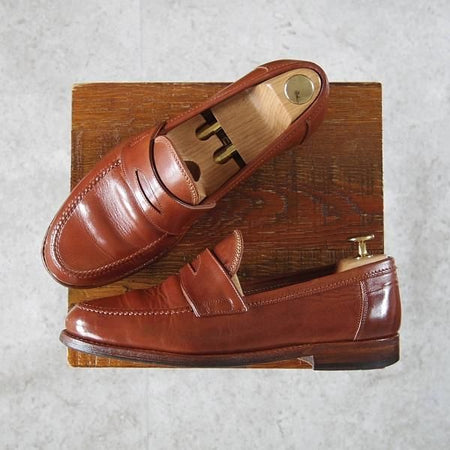 極上★(伊)F.LLIジャコメッティ SIZE 40【モデル定価￥101,200-★コインローファー/FG254】ホースレザー/茶/Giacometti★h683