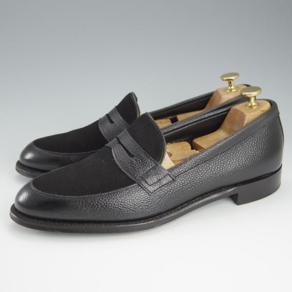 美品★(英)チーニー 8F【コンビ仕様★HARRINGTON/ハリントン】14634ラスト/スエード×グレインレザー/コインローファー/黒/CHEANEY★h685